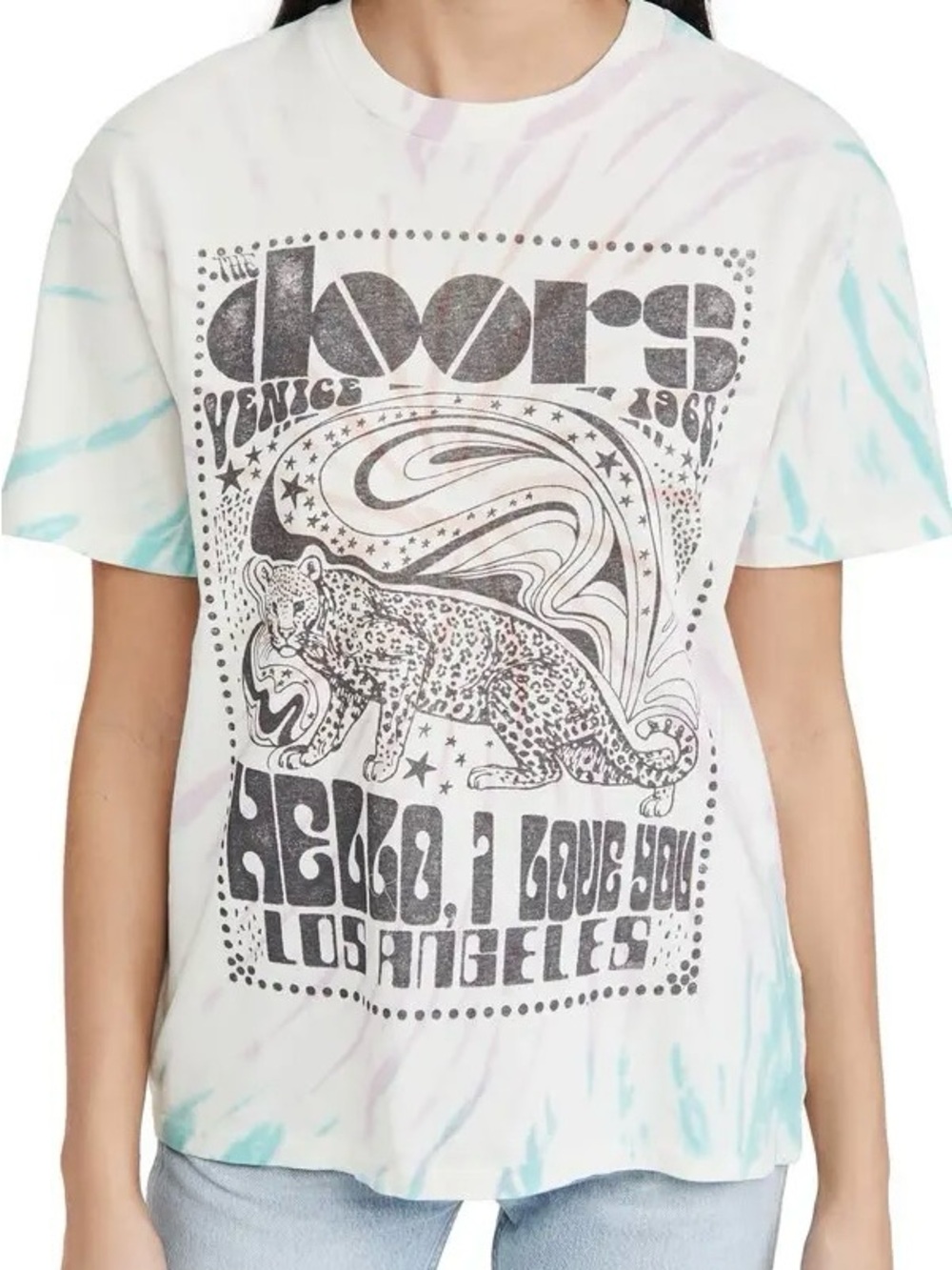 DAYDREAMER The Doors Tie-Dye Graphic Tee - White with Pastel Accents
